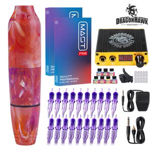 Tatouage Mast Abs Abs Plastic RCA Rotary Tattoo Machine avec Dragonhawk LCD Mini Alimentation et cartouche de cartouche Pro Set Makeup Tattoo Kit 230811