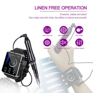 Machine à tatouer Mesin Tato Jam Tangan Pintar Terbaru Alat Gagang Rias Wajah permanent portable Eyeliner Bibir Alis Jarum Mikro 018Mm 1RL 230925