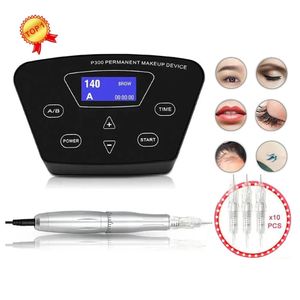 Machine à tatouer stylo rotatif professionnel P300 maquillage Permanent pour sourcil lèvre Microblading kit de bricolage avec aiguille 231122