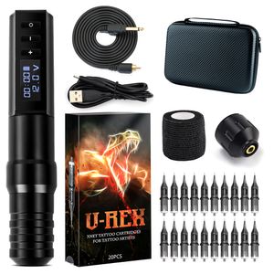 Máquina de tatuaje T-Rex Ambition Kit de máquina de tatuaje inalámbrico profesional Pluma con motor portátil sin núcleo Pantalla LED digital para arte corporal 230714