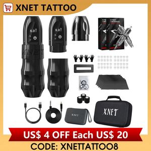 Máquina de tatuaje XNET Titan Kit de máquina de tatuaje inalámbrico con agarre adicional de 38 mm Batería de 2400 mAh 40 piezas Cartucho de tatuaje mixto para artistas del tatuaje 231116