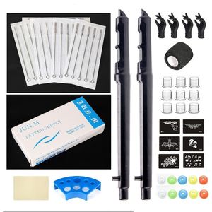 Agujas de tatuaje Kit de herramientas de palo de poke profesional DIY Aguja Tinta Arte corporal 3D Mano y principiantes Práctica Set 230921