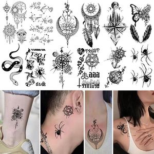 Tatuajes 100 hojas de tatuajes temporales a prueba de agua pegatinas hombres mujeres Color blanco negro pequeño tótem flor moda arte Sexy tatuaje falso conjunto