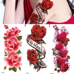Tatouages 3pcs étanche à tatouage temporaire étanche fleur rose flash papillon dentelle de lady art art de corps mode fausse manche tatouage