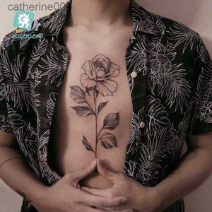 Tatouages autocollants de dessin colorés Rocooart QC fleurs bras tatouage coloré Taty Body Art imperméable temporaire tatouage autocollants Rose faux tatouage orchidée TatouageL231