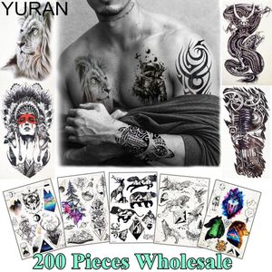 Tatouages YURAN 200 pièces en gros galaxie tatouage temporaire corps Art Tatoo Tribal Lion tigre autocollant pour hommes femmes faux bras poitrine tatouages