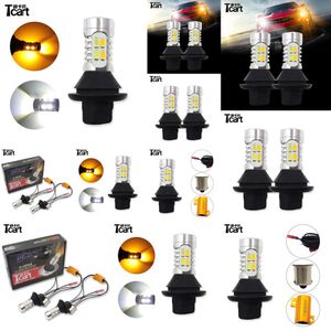 TCART 1SET AUTO LED DRL LUMIÈRES DE DAYIME SIGNALES SIGNALES CAR CAR BLANCHE + GOLDEN lampes P21W BA15S pour Opel Vectra C 2003 Antara 2012