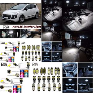 TCART Auto Auto Front Map Lampe Trunk Bulbe Dome Dome LED Car Interior Light Kit For Peugeot 3008 2008-2015 Année Accessoires
