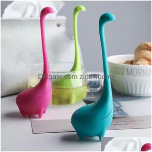 Passoires à thé Ups Loch Ness Monster Passoire Infuser Sile Cute Cartoon FDA Lfgb Filtre à feuilles mobiles standard Teaware Tool Drop Deliver Dheir