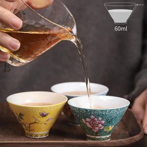 Bandejas de té de 60 ml de tazas de té de esmalte kungfu tazas verdes negras tazas pintadas de té de té casas de té de cerámica de cerámica retro regalo de oficina de negocios