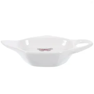 Plateaux à thé en forme de théière, support en forme de cuillère, repose-cuillère, soucoupe de plat d'assaisonnement, plateau à sachets de thé en porcelaine blanche en céramique