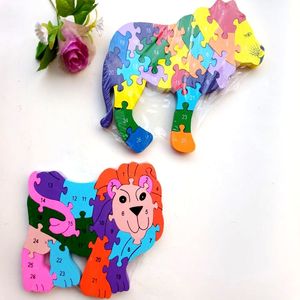 Aides pédagogiques bébé 3D Puzzle animaux en bois 26 lettres anglaises bricolage apprentissage anglais blocs de construction pour enfants jouets cadeaux