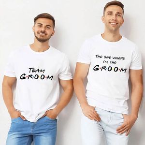 Team Groom Shirt Friends Stag Bachelor Party T-shirt T-shirt Graphic mari Wedding Helman Vêtements mâles Y2k Tops Man Tshirt 240328