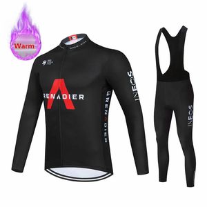Team Winter Thermal Fleece Cycling Jersey Set Ineos Racing Bike Suit Moutian Bicycle Clothing Ropa Ciclismo 240506