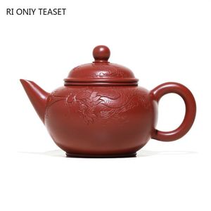 Thé à thé 180 ml de minerai cru dahongpao zisha thé yixing purpre argile filtre théière dragon motif de teafeuille de thé