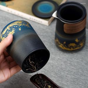 Juegos de té de té azules de lujo de lujo cerámica de cerámica al aire libre cuenco portátil de china accesorios de cocina de diseño de arte