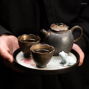 Juegos de té de té Lotus Pondlight Ceramic Tea Té Caja de regalo de cuatro piezas Hoapot Little Tapot al por mayor