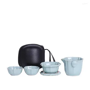 Juegos de té Mini Tapot de té de cerámica Mini Tapot chino 1 Cazas de té de porcelana con bolsa portátil Infuser