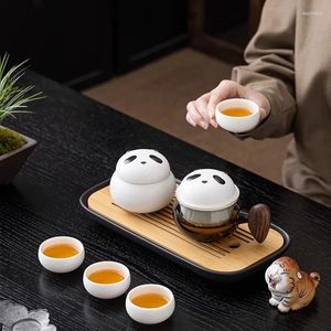 Ensembles de thé Panda poignée latérale service à thé ménage lumière luxe haut de gamme en céramique et théière cadeau chinois