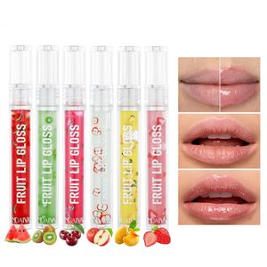Handaiyan maquillage huile pour les lèvres fruits lèvres brillant essence cerise kiwi 6 couleurs avec vitamine E hydratant nutritif hydratant brillant maquillage brillant à lèvres