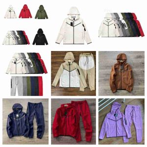 Sudaderas con capucha de tecnología Ropa deportiva de color polar Conjunto de chándal de pantalón con cremallera completa Pantalones deportivos de lana técnica Techfleece Chaquetas de diseñador para hombre Joggers de algodón espacial Sudaderas 8215