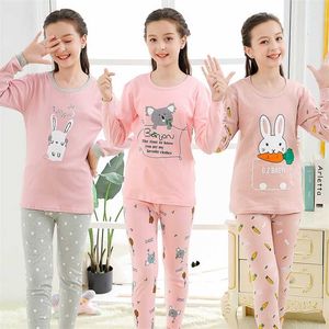 Pijamas para niñas adolescentes Otoño Ropa para niños Ropa para niños Ropa de dormir Conjuntos de pijamas de algodón para niños 9 10 12 14 16 años 211130