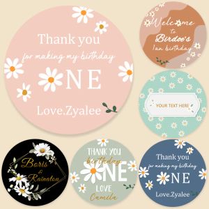 Tees Round Cartoon Stickers personnalisés Enfants Sweet Spring Small Small Flowers Flowers Birthday Fête Baby Shower Handmade Gift Decor Étiquettes