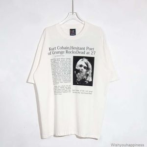 T-shirts T-shirts de luxe pour hommes vêtements de mode Nirvana Coburn col rond endommagé manches courtes High Street Vibe coupe ample poids élevé mode Br T-shirt