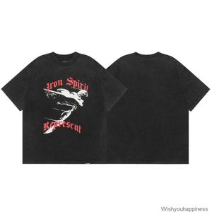 T-shirts T-shirts Luxe Mens Designer Vêtements de mode Trendy Br représente ative Rep Metal Angel Skull Print High Street Endommagé Vintage T-shirt à manches courtes
