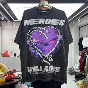 T-shirts T-shirts Hommes Femmes Coton Chemise Vêtements Shorts Manches Vêtements Supérieur Coeur Imprimé T-shirts Vraies Photos