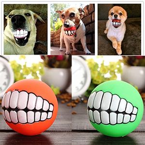 Bola de dientes para perros y mascotas con divertida bola de sonrisa humana para pelota de perro También un gran juguete para dientes Chew Squeaker Squeaky Sound Dog Puppy Play Toys