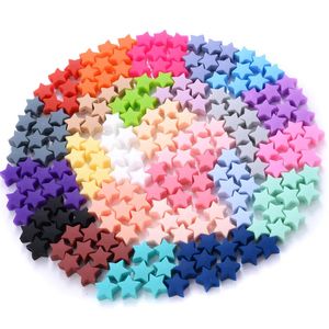 Decteurs Toys 14 mm 50pcslot silicone Fivetplued Star Shape Baby Teether Pacificier Clip Clip Accessoies Silico Beads BPA Free 231012