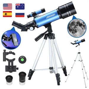 Télescope AOMEKIE 40070 réfracteur avec trépied haut support Mobile 16X/66X Image érigée pour l'observation de la lune dans l'espace cadeau pour enfants débutants