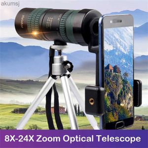 Télescopes APEXEL monoculaires de téléphone portable 8-24x30 double Zoom objectif de télescope professionnel avec monoculaires trépied universel pour Camping randonnée YQ240124