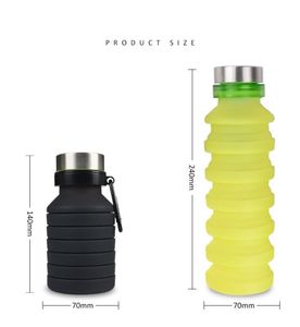 Botella de agua telescópica plegable retráctil para deportes de ciclismo, taza de silicona plegable portátil, tazas creativas novedosas, tazas, mayoristas