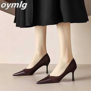 Temperamento Celebrity Sexy Slim High Heel Single Shoes New Pointed Light Mouth Slip on Foot Black Commuter Women's 230304