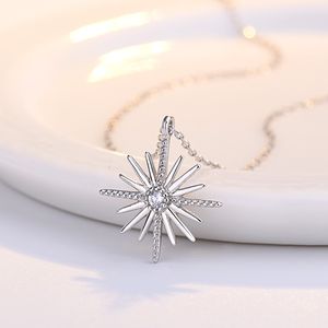 Tempérament Flocon De Neige Incrusté Brillant Diamant Pendentif Clavicule Rétro Simple Femme Collier En Gros