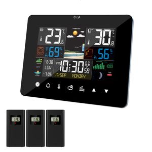 Instruments de température FanJu Station météo sans fil numérique intérieur/extérieur avec écran tactile Table Horloge de bureau Température Humidité Mètre 230809