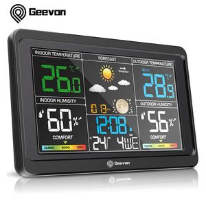 Instruments de température Station météo Geevon Thermomètre intérieur extérieur sans fil Affichage couleur Météo avec baromètre Calendrier Rétroéclairage réglable 230809