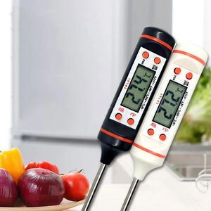 Instruments de mesure de la température TP101 Thermomètre numérique pour aliments de cuisine en acier inoxydable Compteurs de cuisson pour barbecue Grand petit écran noir blanc