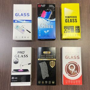 Boîte d'emballage universelle en verre trempé 10 en 1 pour Samsung Iphone 15 14 13 Pro Max Protecteur d'écran Film de protection d'écran Sac d'emballage en carton