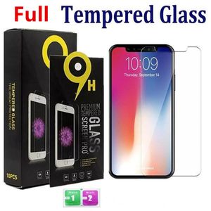 Protecteur d'écran en verre trempé à couverture complète pour iphone 12 11 Pro Max XS XR Samsung A20 LG Stylo 0.33mm 2.5D 9H avec emballage