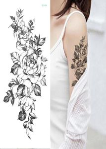 Tatouage temporaire autocollant fleur pivoine rose esquisses tatoue conçoit des filles sexy tatouage tatouage jambe de bras stickers de henné noir sh15215979
