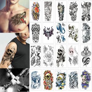 Tatouages ​​temporaires 100 feuilles en gros en gros imperméables faux tatouage temporaire homme femme de jambe de bras cool manche art paillette aigle autocollant noir 230811