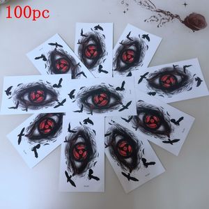 Tatouages temporaires 100pcs Bande Dessinée En Gros Tatouages Temporaires Autocollants Hommes Femmes Anime Yeux Art Faux Tatouage Fleur Bras Étanche Cool Tattoo Set 230701