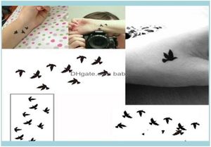 Tatouages temporaires Art Santé Beauté10Cm Poignet Tatouage Jetable Conception Oiseaux Noirs Femmes Beauté Cool Fille Corps Autocollant Pour Art1 8855563