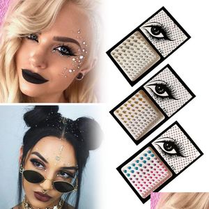 Tatouages temporaires Autocollant de tatouage en cristal Glitter Eyeliner Maquillage des sourcils Visage Yeux Diamant Rock Strass 3D Autocollants Drop Livraison Dhw0D