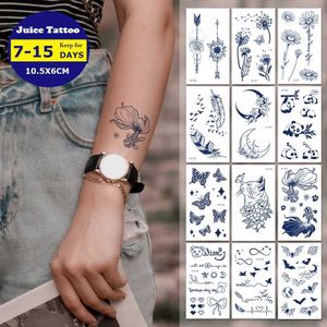 Temporary Tattoos Juice Tattoo Sexy Waterproof Temporary Tattoo Flower Letters on Hand Arm Waist Herbal Tattoo Stickers Fake Tattoos for Men Women Z0403