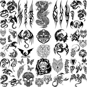 Tatouages ​​temporaires épines réalistes dragon tato-tatoos pour hommes adultes enfants lion tiger crâne faux tatouage de cou arborant les mains petites tatoue 230812