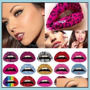 Tatuajes Temporales Pegatinas de Tatuaje de Labios Temporales Transferencias de Arte de Lápiz Labial Beso Labios Maquillaje de Belleza Corporal Entrega de Gota Impermeable 2022 He Dhz5F